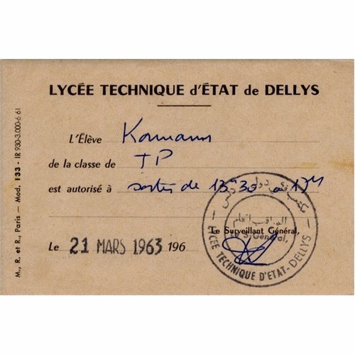 Bulletin de sortie 1963